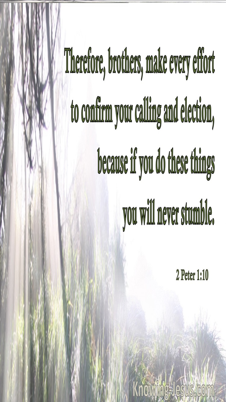 2 Peter 1:10 Be Diligent To Confirm Your Calling And Election (beige)